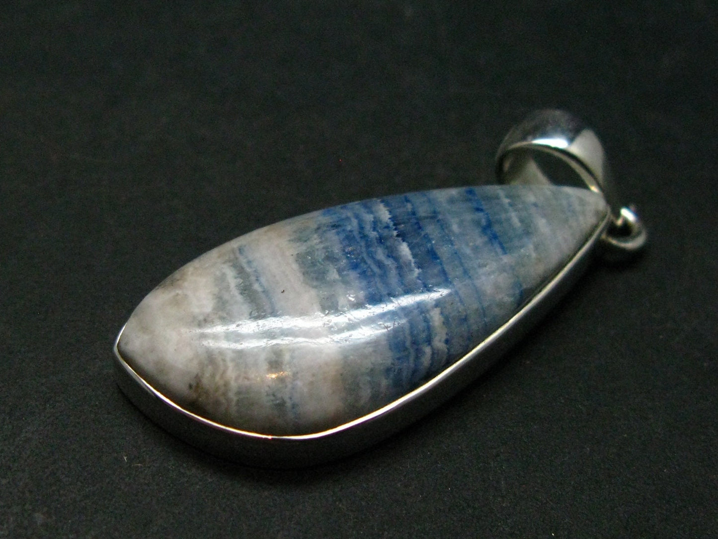 Rare Blue Scheelite Silver Pendant From Turkey - 1.8" - 6.94 Grams
