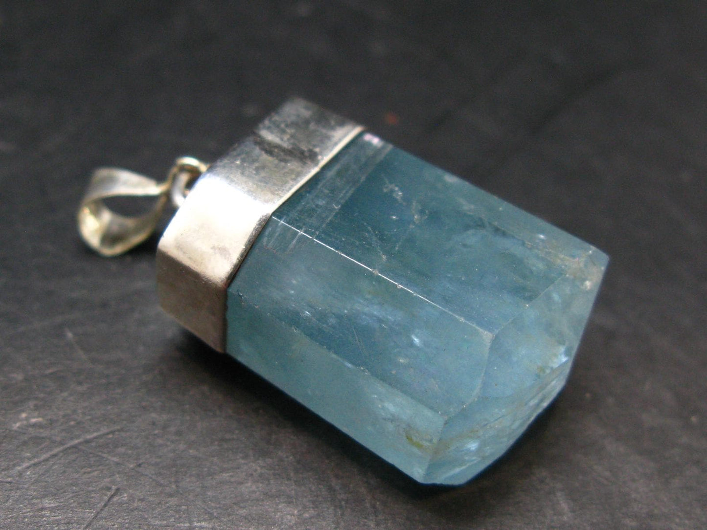 Aquamarine Gem Sterling Silver Pendant From Brazil - 1.8" - 20.10 Grams