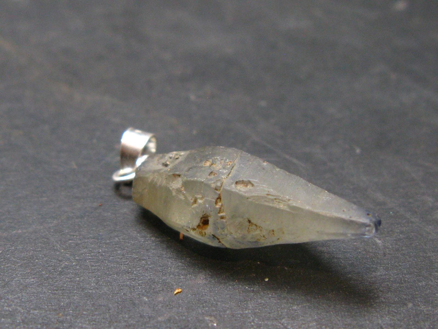 Gem Blue Sapphire Corundum Crystal Silver Pendant From Sri Lanka - 2.6 Grams