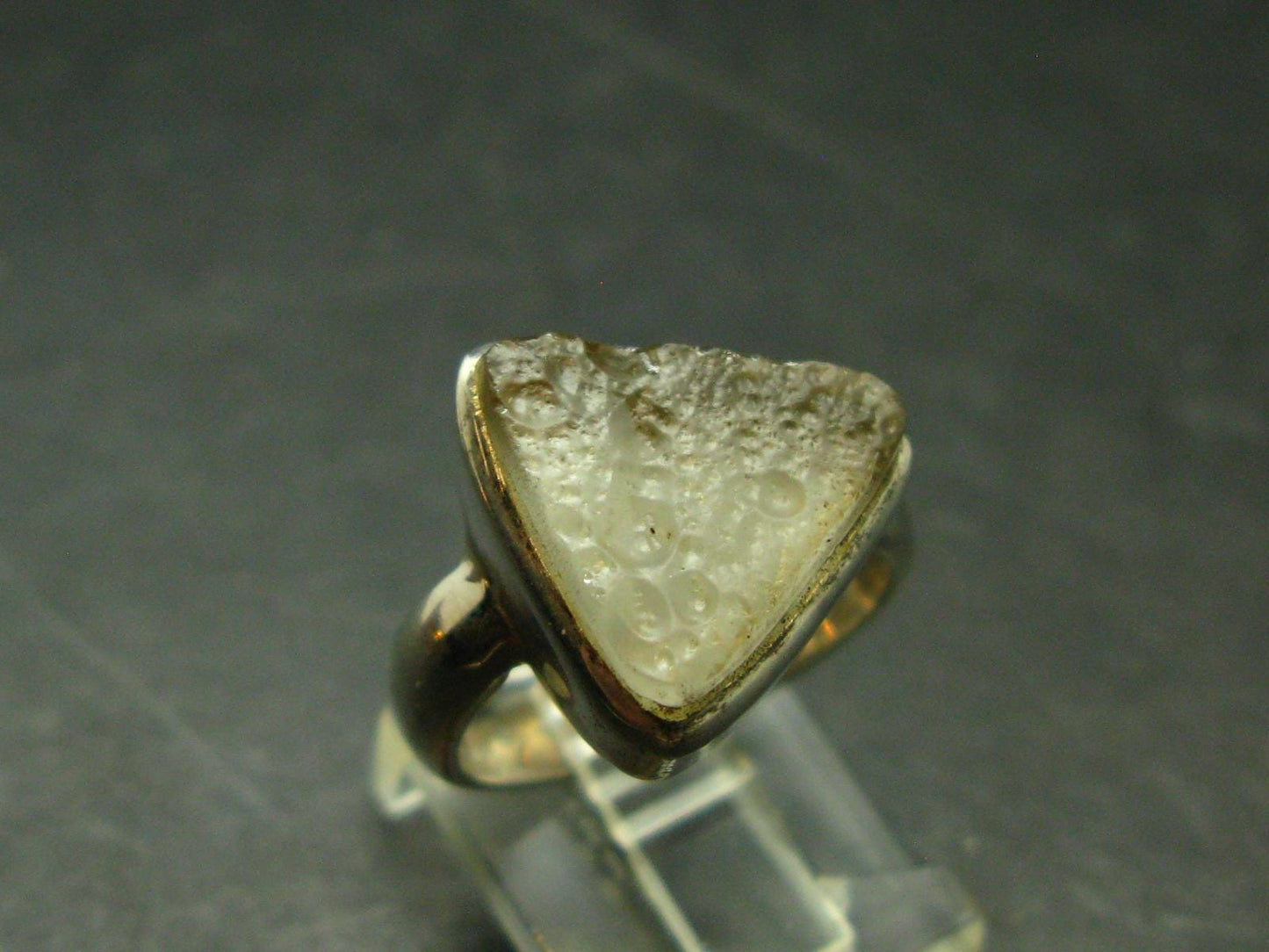 Natural Gem Raw Libyan Desert Glass Tektite Sterling Silver Ring from Libya - Size 6 - 6.47 Grams