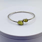 Chrysoberyl Raw Stone Bangle Bracelet Green Yellow Gemstone Open Cuff Silver Minimalist Jewelry Gift