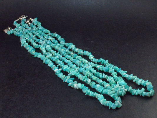 Amazon stone!! Lot of 3 Natural Amazonite (green microcline) Tumbled Beads Necklaces from Madagascar - 44.5 Grams