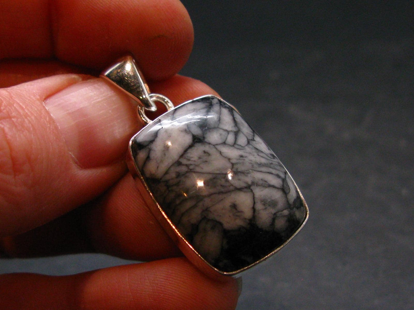 Pinolite Silver Plated Pendant from Austria - 1.4" - 6.45 Grams