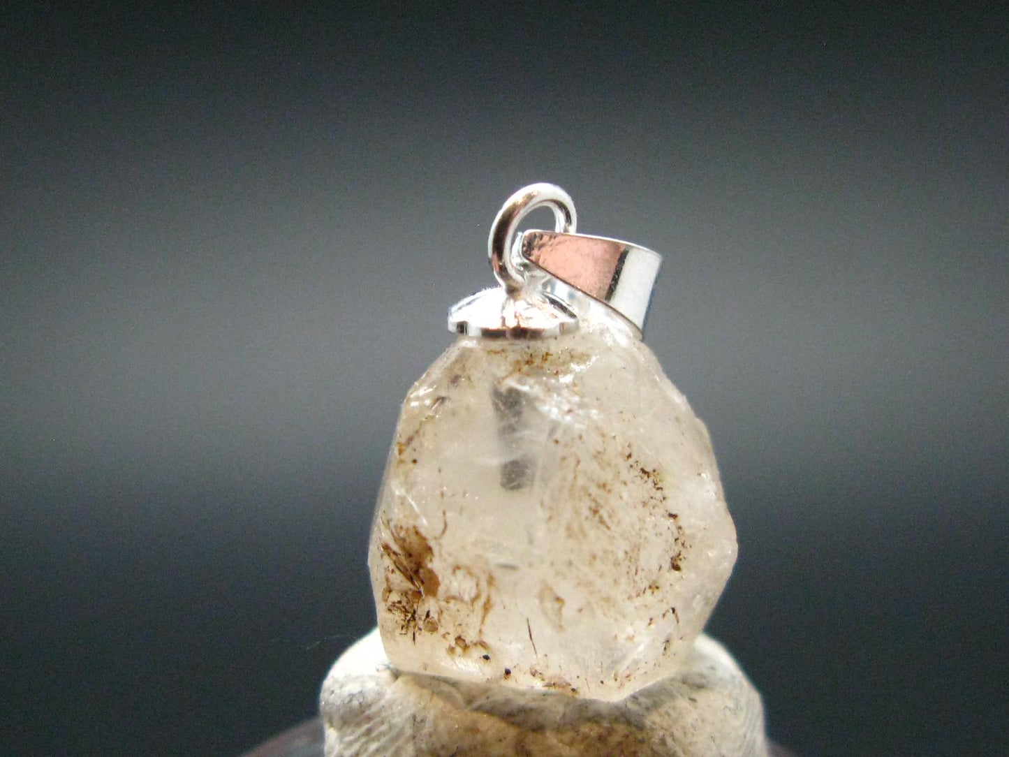 Rare Gem Phenacite Phenakite Crystal Silver Pendant From Myanmar (Burma) - 8.10 Carats - 0.7"