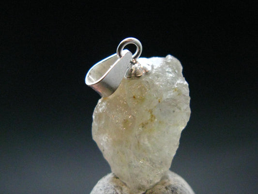 Rare Herderite Crystal Silver Pendant from Brazil - 0.8" - 1.71 Grams