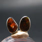 Fire Agate Stud Earrings From Mexico - 0.4" - 2.20 Grams