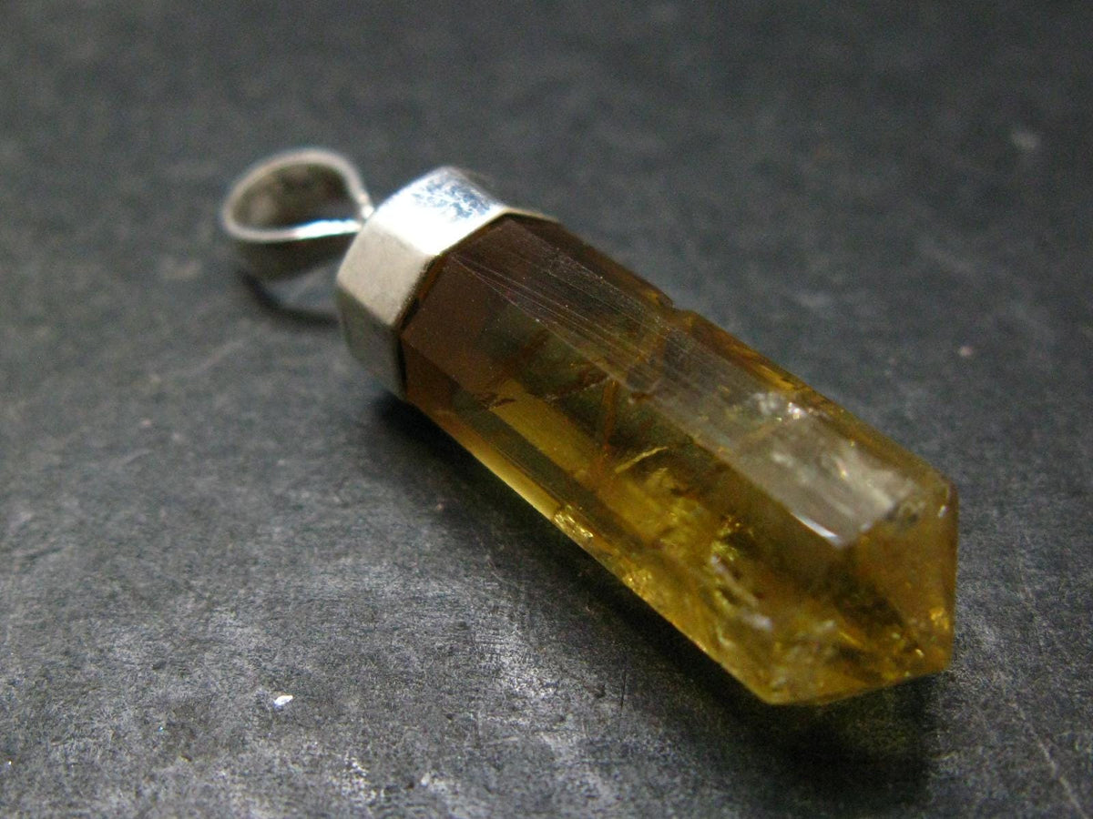 Natural Unheated Citrine Crystal Silver Pendant from Congo - 4.16 Grams