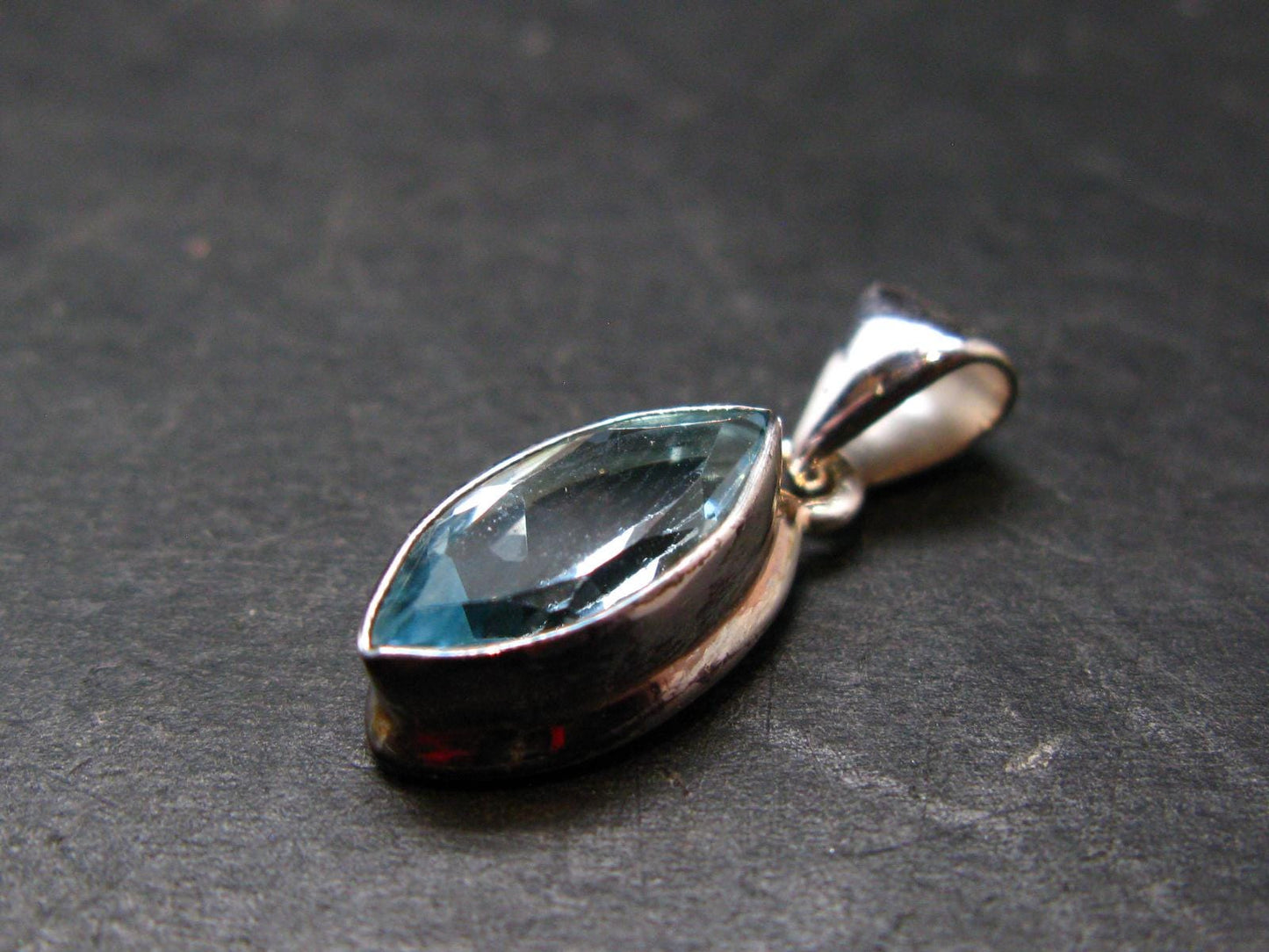 Blue Topaz Sterling Silver Pendant From Brazil - 0.9" - 2.57 Grams