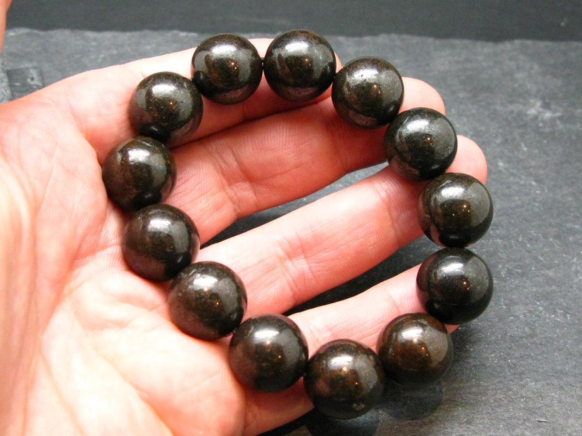Meteorite Chondrite Genuine Bracelet ~ 7 Inches ~ 16mm Round Beads