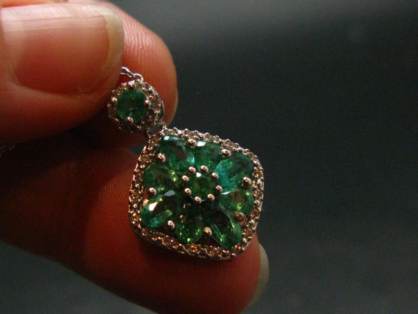 Emerald Silver Pendant W/Chain From Colombia - 4.16 Grams Total