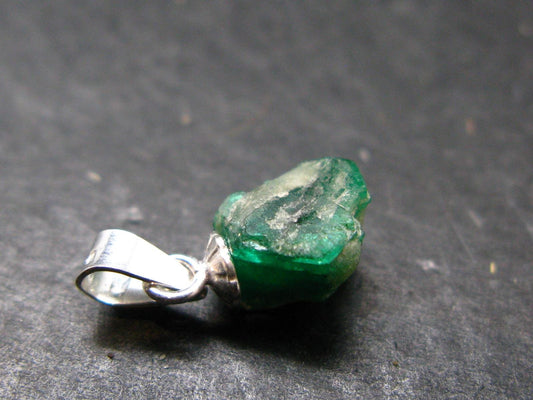 Gem Emerald Beryl Crystal Silver Pendant From Colombia - 3.0 Carats
