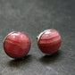 Rhodochrosite Gem Sterling Silver Stud Earrings From Argentina - 0.3" - 2.91 Grams