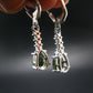 Moldavite Tektite & Red Garnet Silver Earrings from Czech Republic - 2.62 Grams
