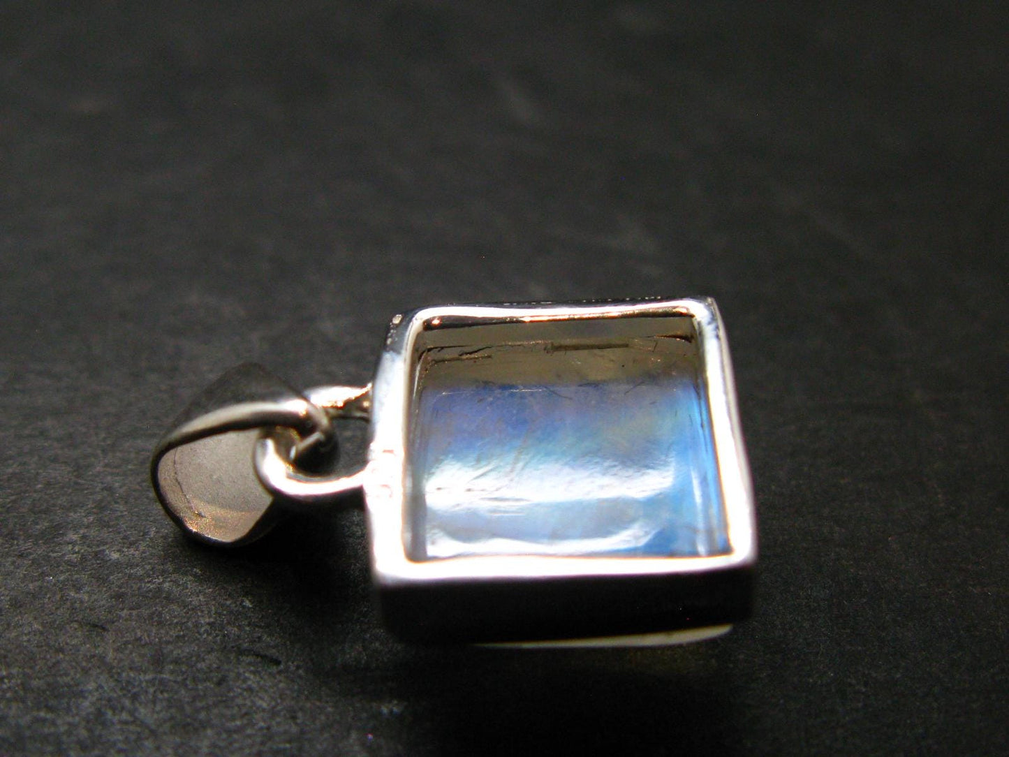 Natural Glow From Inside Moonstone Silver Plated Pendant - 0.7" - 2.57 Grams