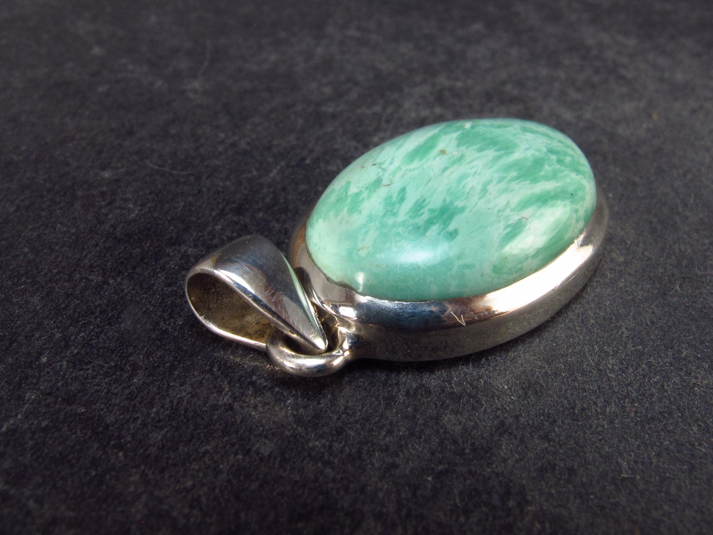 Rare Variscite Sterling Silver Pendant from Utah - 1.3" - 6.52 Grams