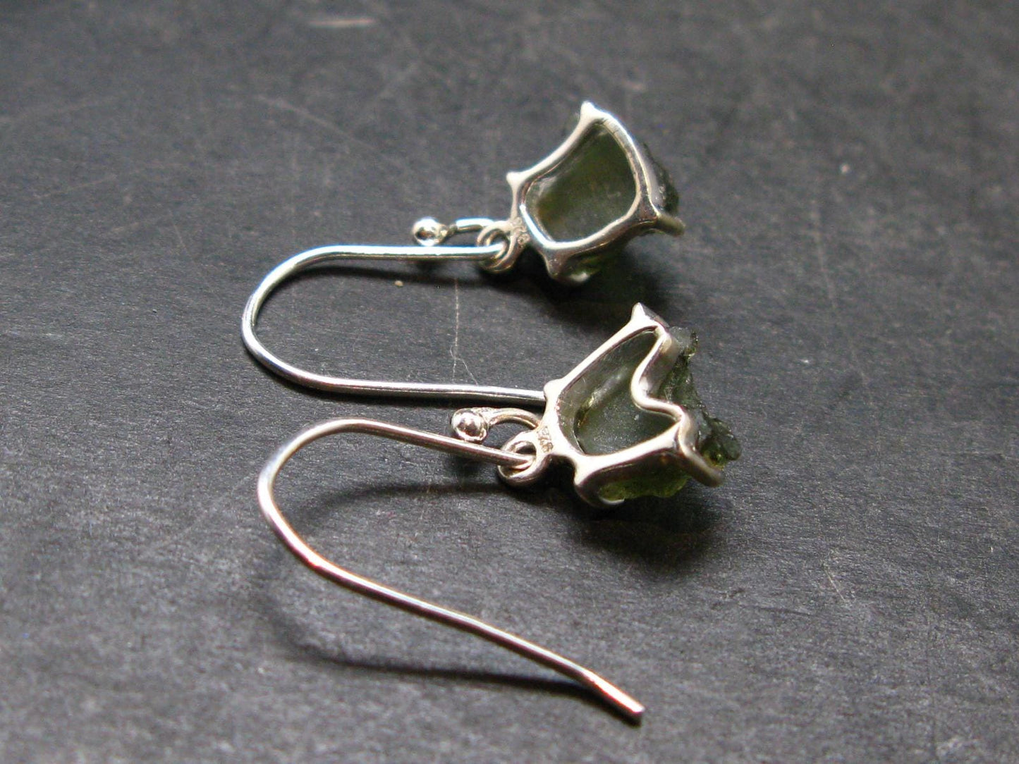 Moldavite Tektite Silver Earrings from Czech Republic - 2.05 Grams