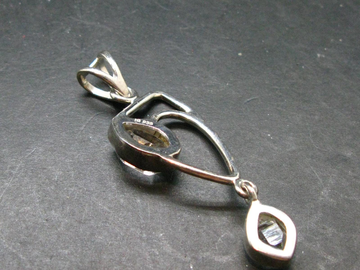 Herkimer Diamond Silver Pendant - 2.1" - 5.43 Grams