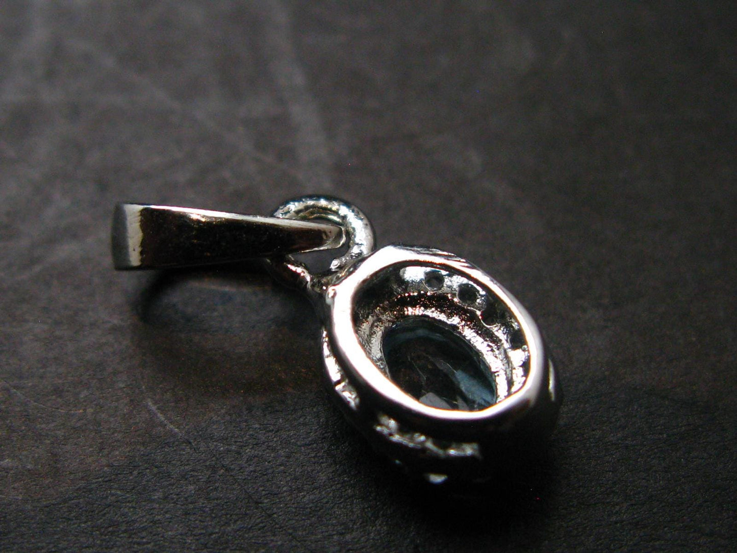 Elegant Genuine Solitaire Sky Blue Topaz Sterling Silver Pendant with CZ From Brazil - 0.7" - 1.07 Grams