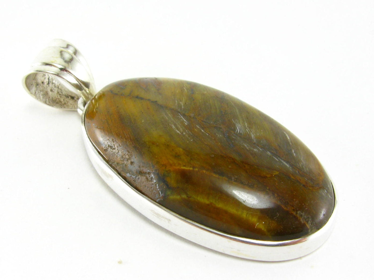 Tiger Eye Sterling Silver 925 Pendant - 1.8"