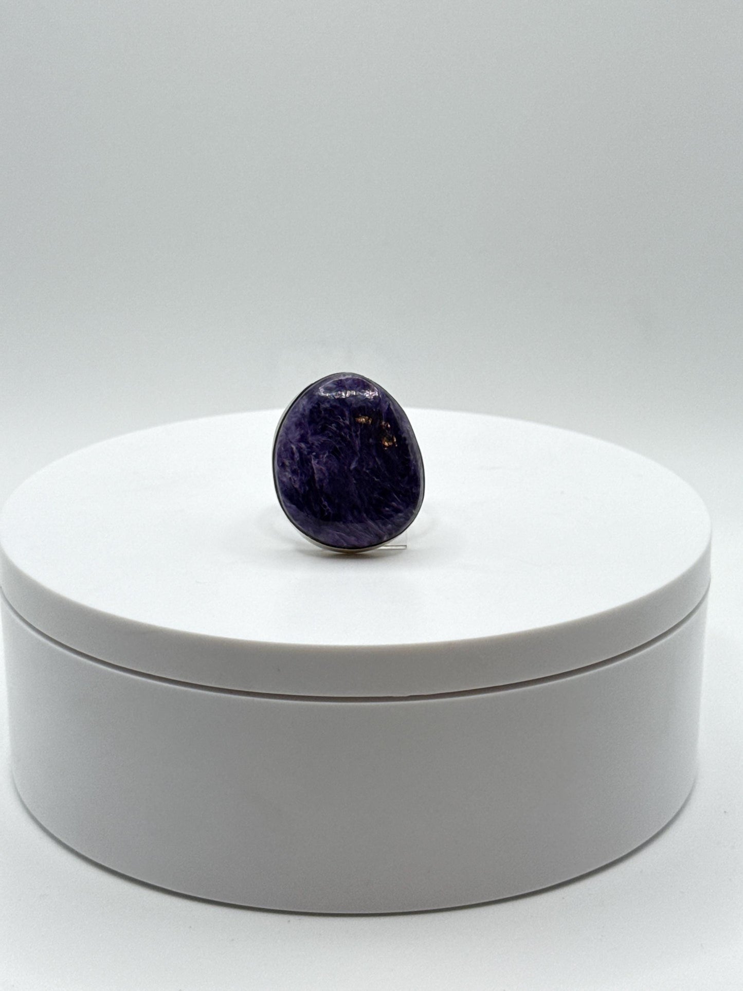 Beautifully Oval Charoite & Sterling Silver Ring - Size 11.5