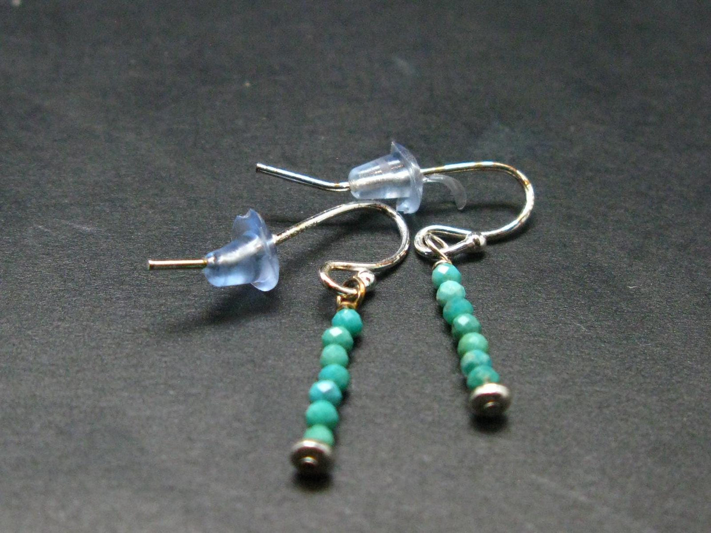 Nice Raw Natural Turquoise Sterling Silver Earrings from Mexico - 0.6 Grams