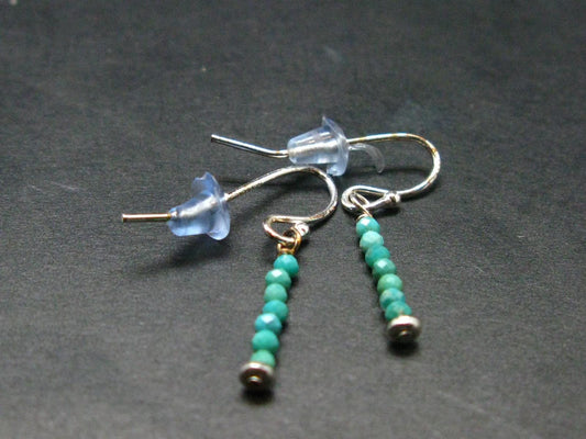 Nice Raw Natural Turquoise Sterling Silver Earrings from Mexico - 0.6 Grams