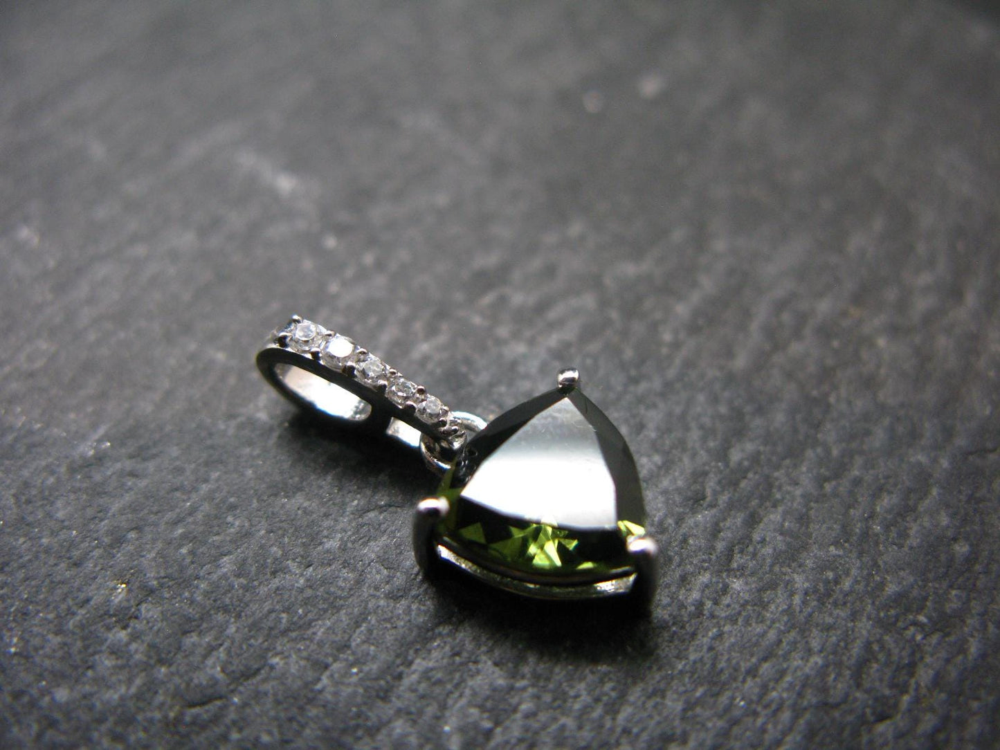 Moldavite Tektite Silver Pendant from Czech Republic - 0.7" - 1.0 Grams