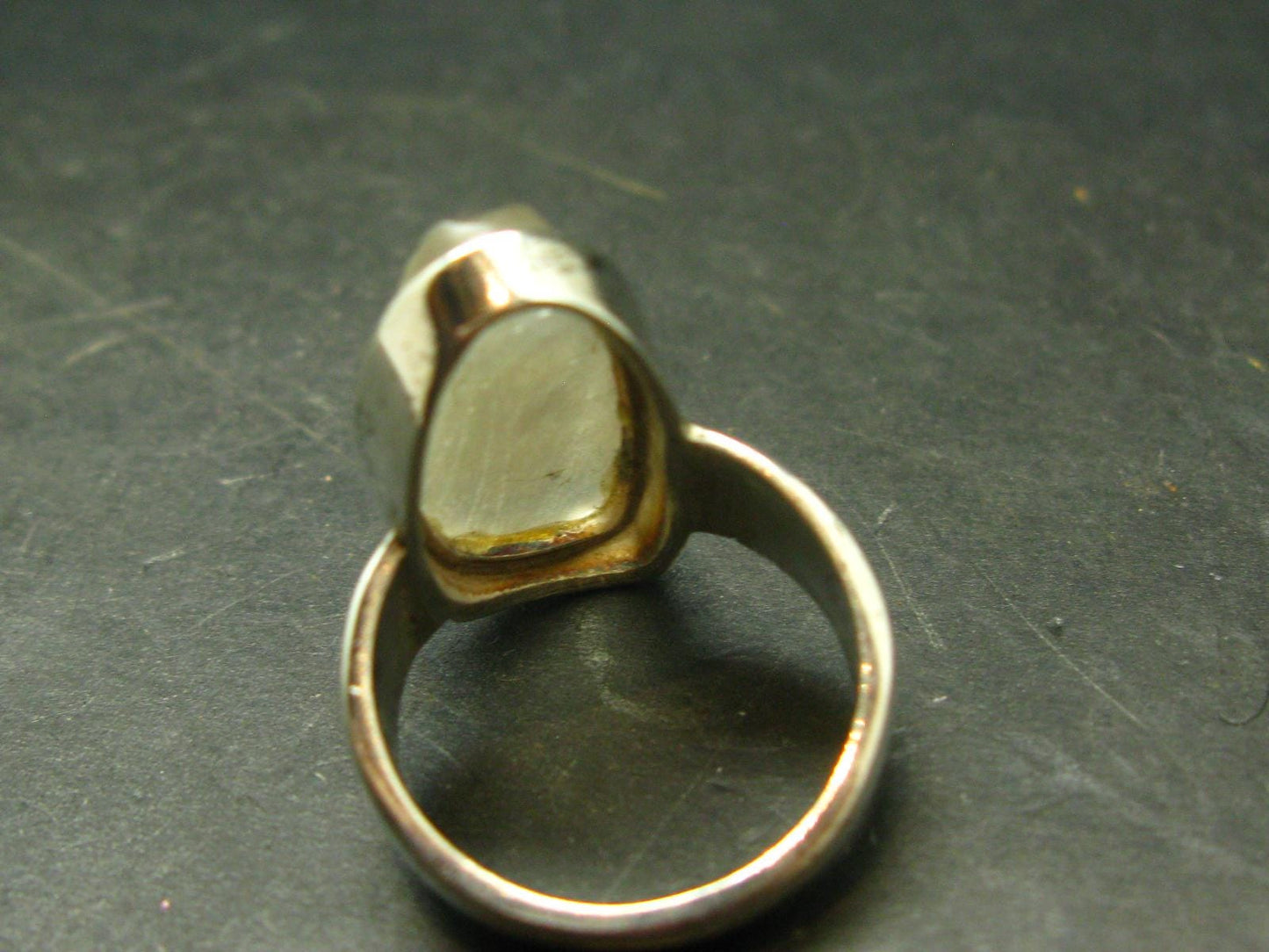 Natural Gem Raw Libyan Desert Glass Tektite Sterling Silver Ring from Libya - Size 9 - 8.96 Grams