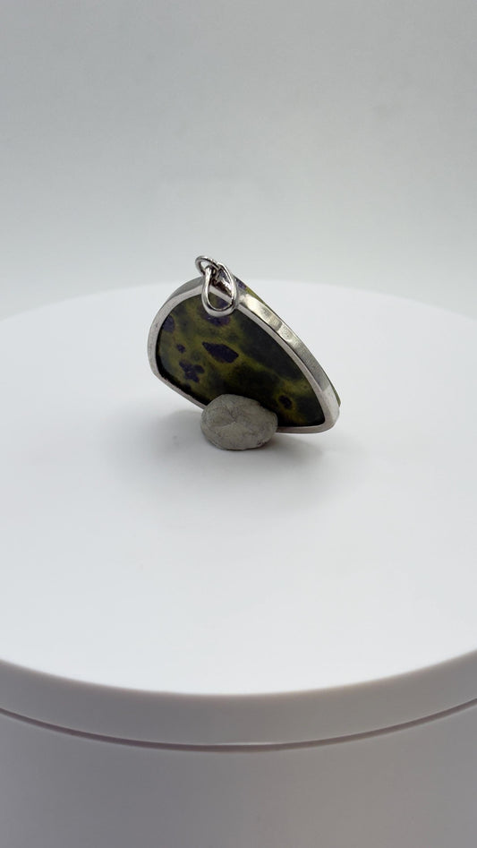 Atlantisite Pendant Serpentine Gemstone Silver Necklace Natural Stone Healing Jewelry Gift