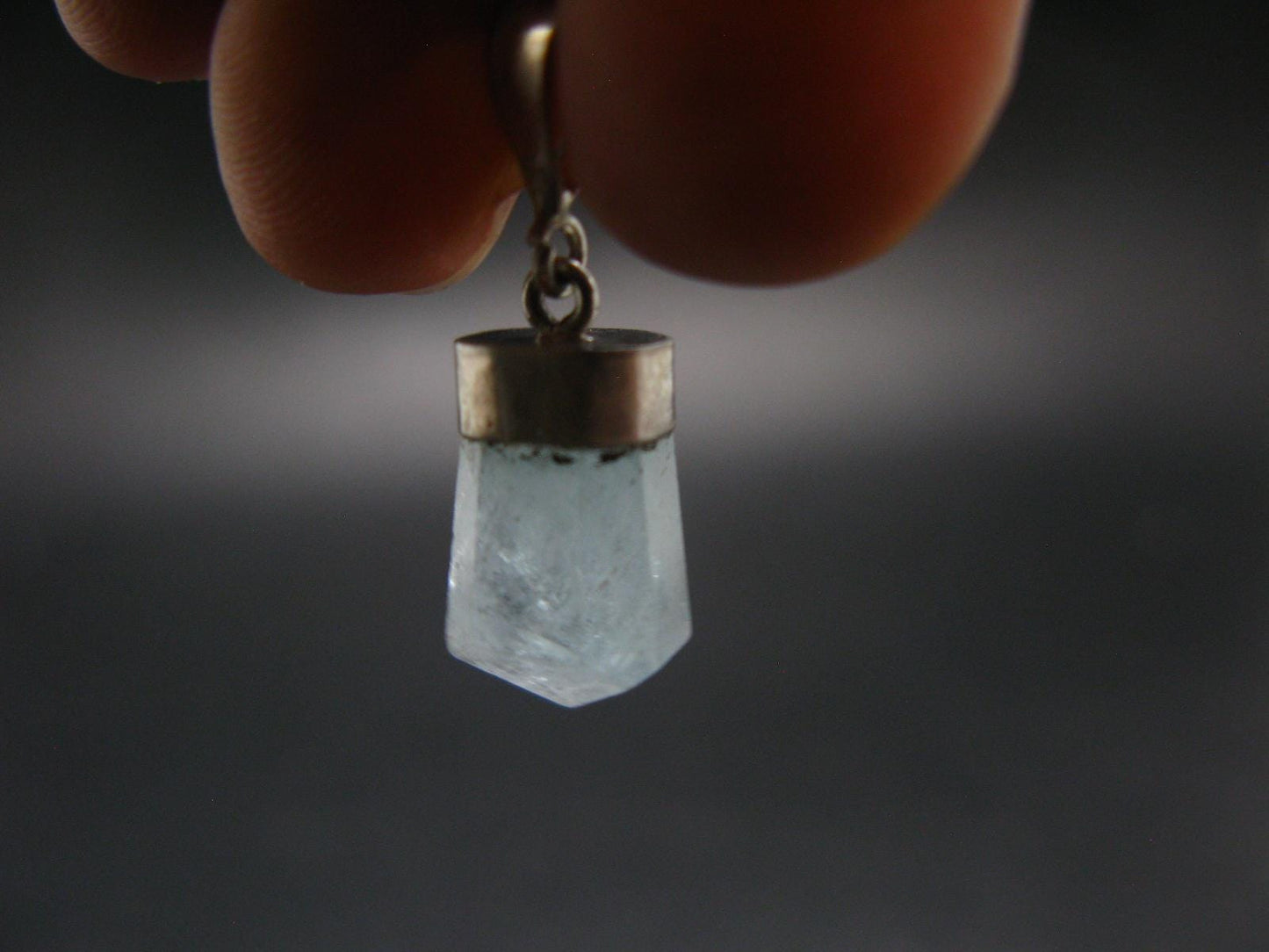 Fantastic Gemmy Aquamarine Crystal Silver Pendant From Brazil - 0.9" - 1.84 Grams