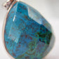 Faceted Chrysocolla Pendant Blue Green Gemstone Silver Necklace Natural Stone Statement Jewelry Gift