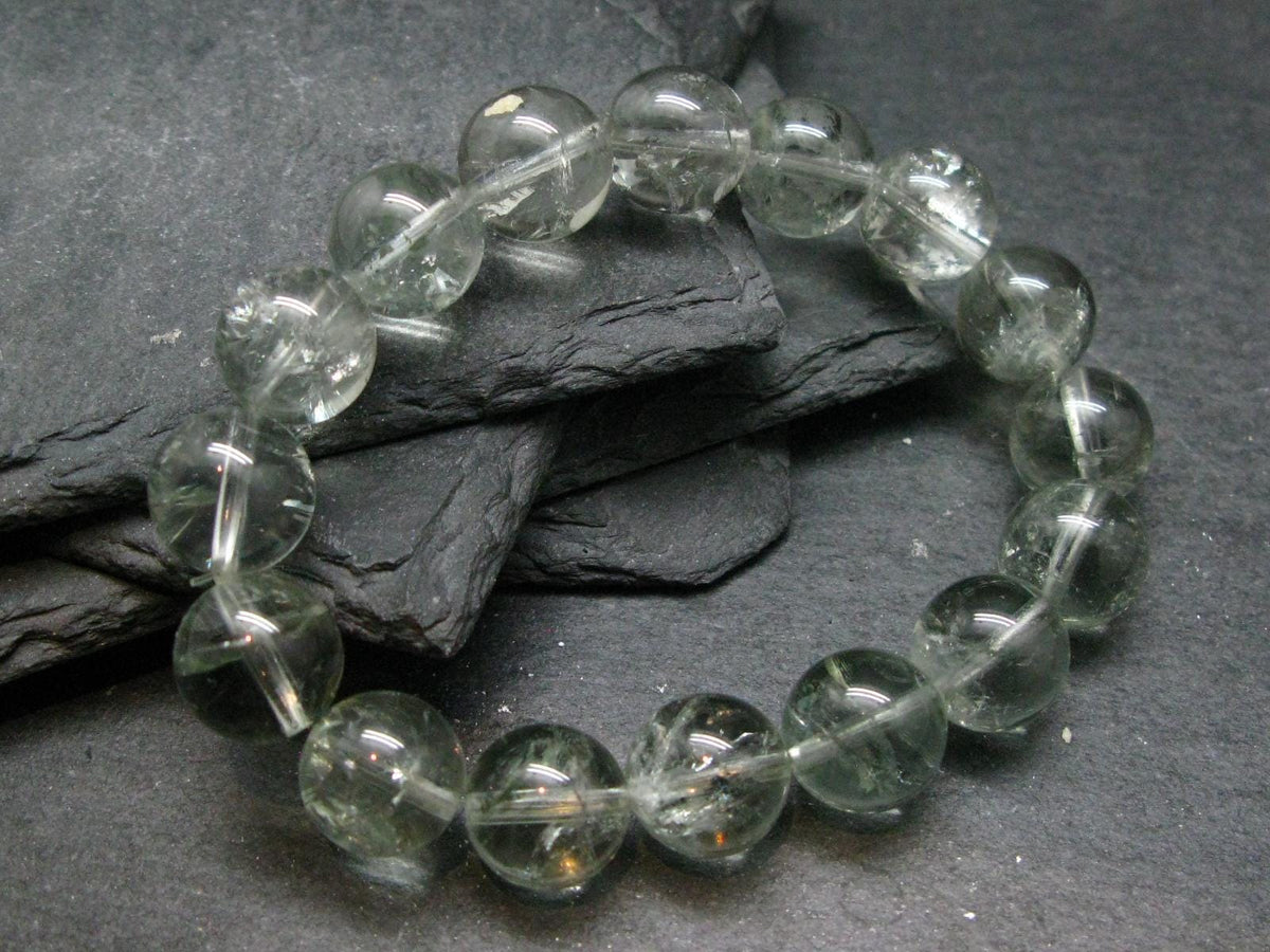 Prasiolite Green Amethyst Genuine Bracelet ~ 7 Inches ~ 12mm Round Beads