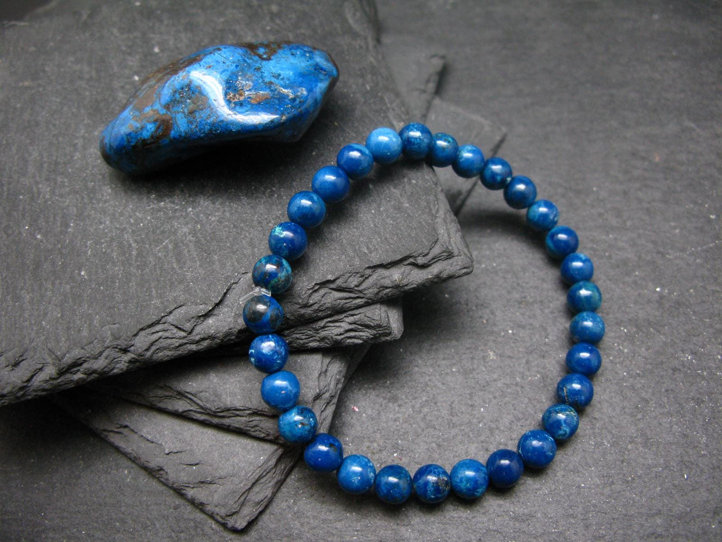 Shattuckite Genuine Bracelet ~ 7 Inches ~ 6mm Round Beads