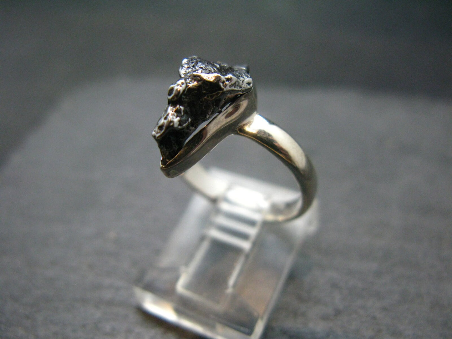 Large Meteorite Campo Del Cielo Sterling Silver Ring From Argentina - 3.58 Grams - Size 6