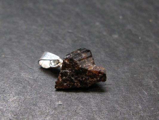 Rare Painite Crystal Silver Pendant From Myanmar - 0.7" - 3.65 Carats