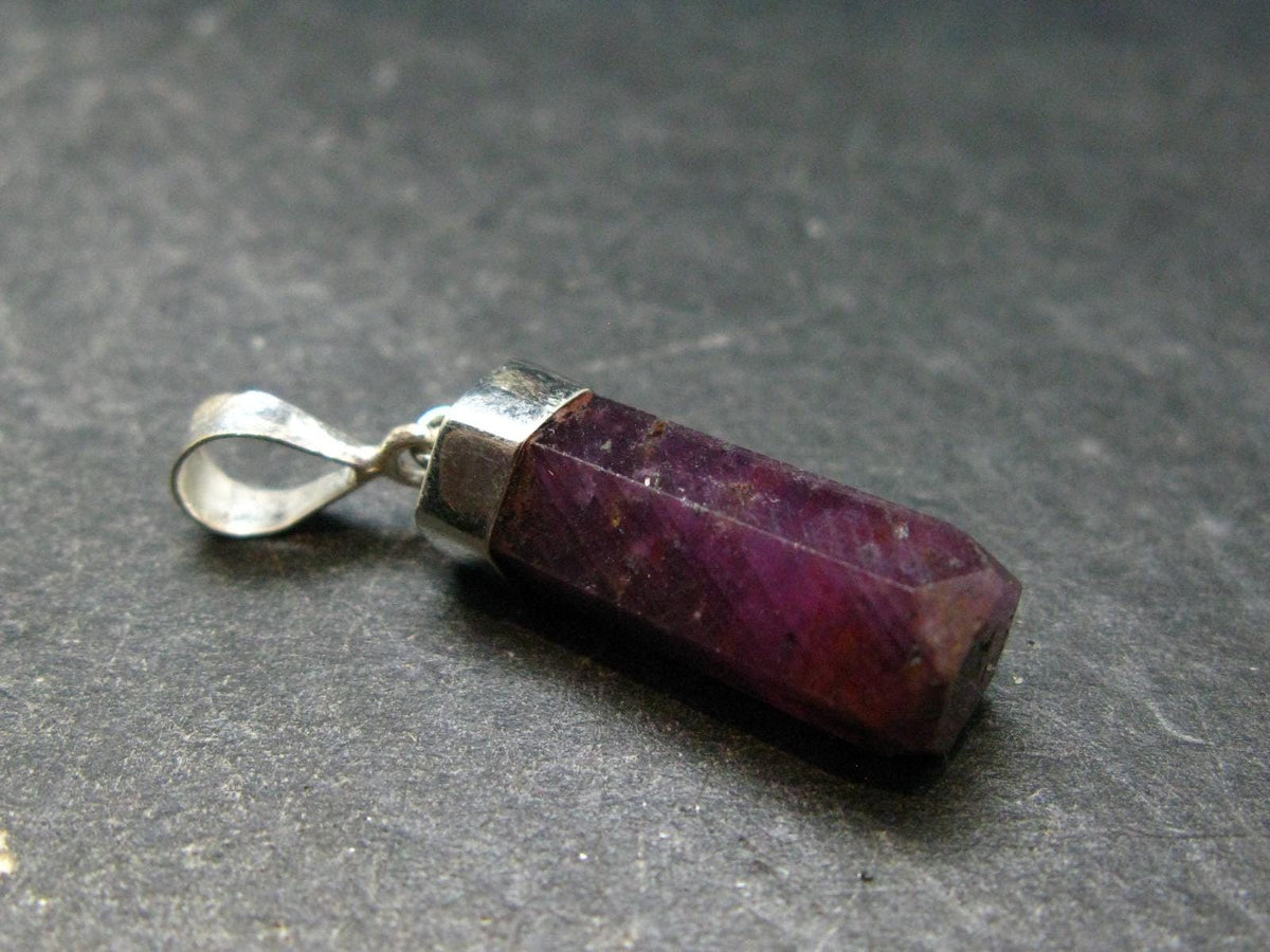 Ruby Silver Pendant from India - 1.3" - 3.09 Grams