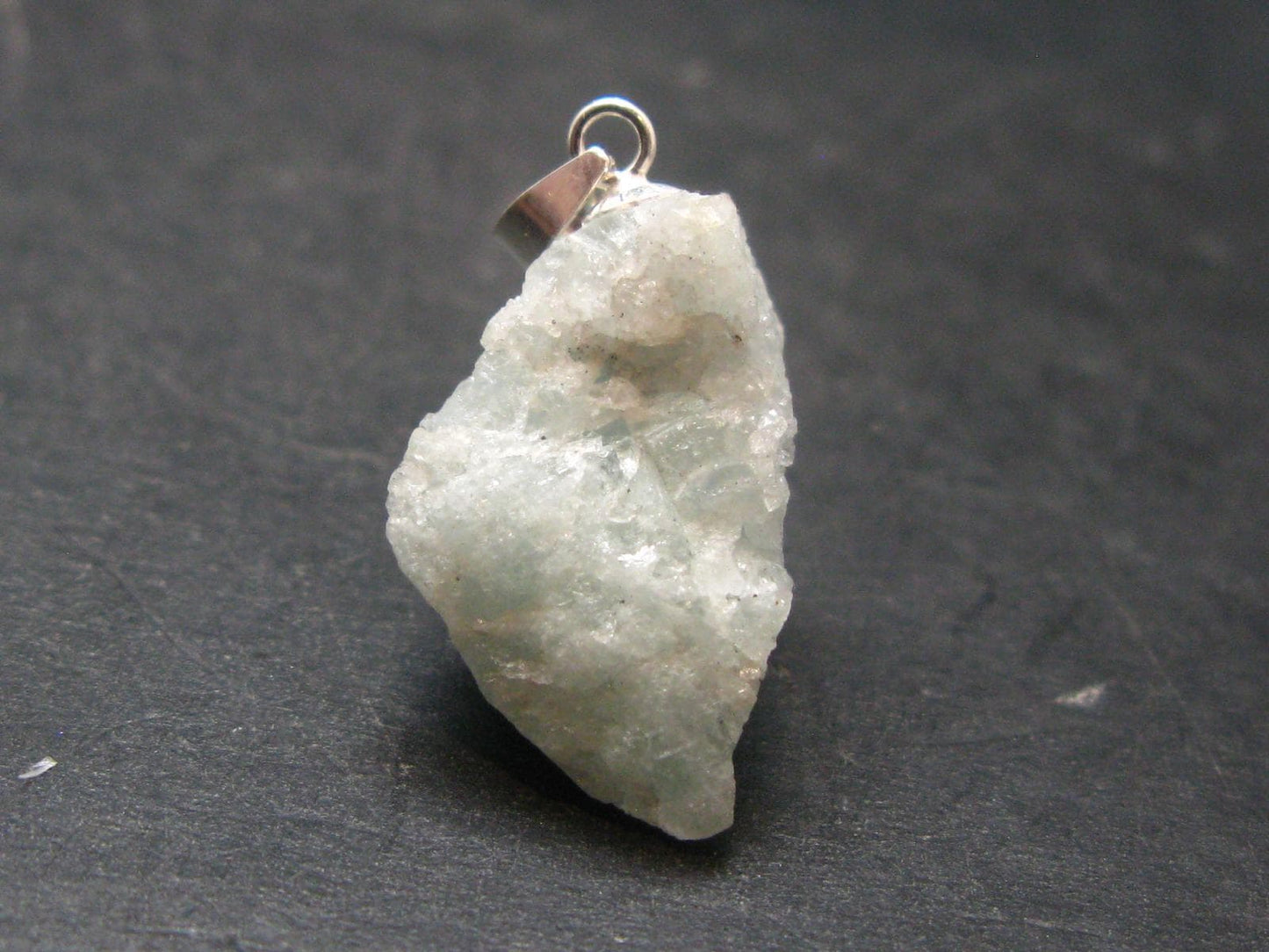 Rare Raw Blue Euclase Gem Crystal Silver Pendant from Zimbabwe - 1.0" - 3.70 Grams