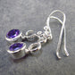 Orchid St. Valentine Gem!! Faceted Amethyst Dangle Shepherd Hook Sterling Silver Earrings - 1.2" - 2.76 Grams