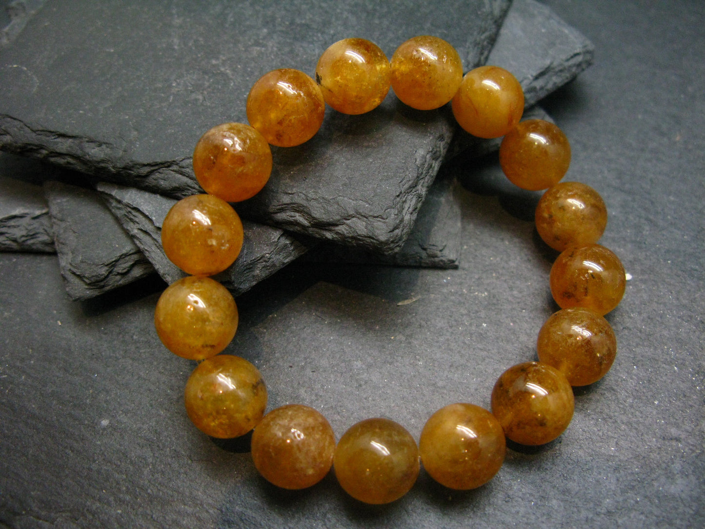 Heliodor Deep Golden Beryl Genuine Bracelet ~ 7 Inches ~ 12mm Round Beads