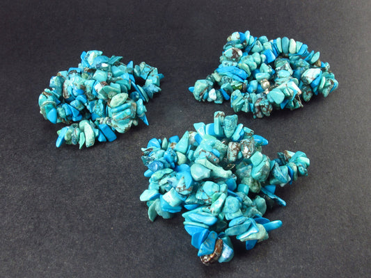Stone of Hope!! Set of Three Genuine Turquoise Free Form Bead Necklaces - 18" Each