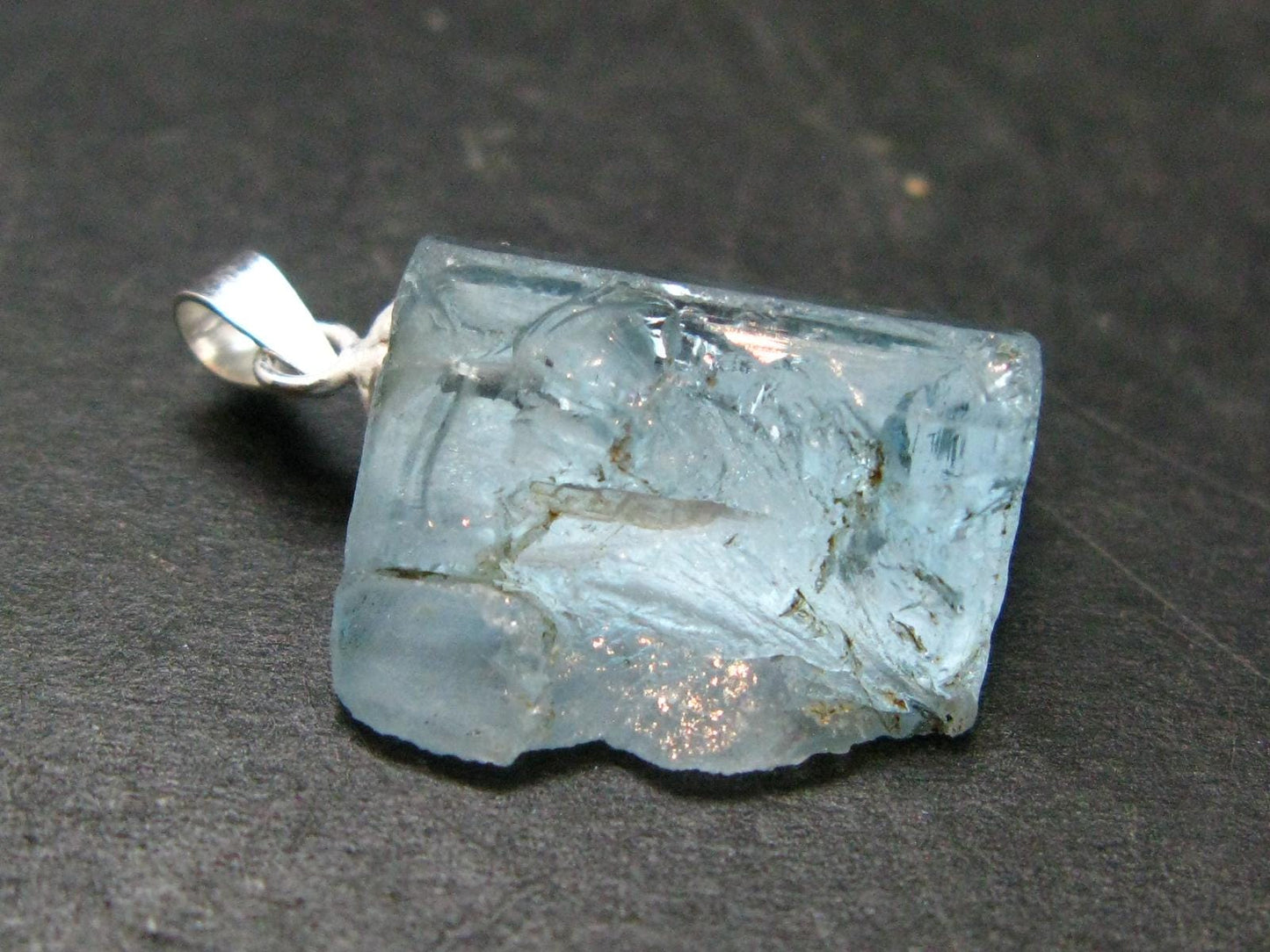 Natural Blue Topaz Crystal Silver Pendant From Russia - 1.0" - 22.15 Carats