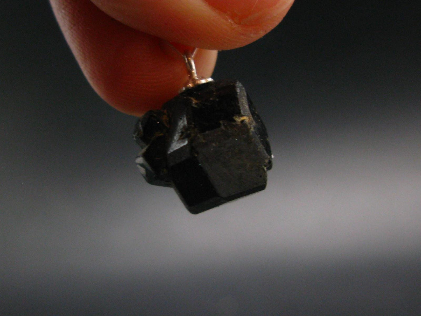 Sharp Black Melanite Andradite Garnet Silver Pendant From Mali - 0.7" - 3.92 Grams