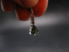 Moldavite Tektite & Red Garnet Silver Pendant from Czech Republic - 0.9"