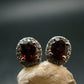 Natural Faceted Red Garnet Almandine Sterling Silver Stud Earrings from India - 2.44 Grams