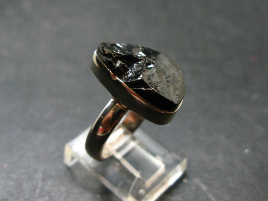 Unpolished Elite Shungite Silver Ring from Russia - Size 7 - 4.59 Grams