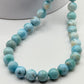 Natural Larimar Necklace Blue Gemstone Beaded Jewelry Caribbean Stone Necklace Gift