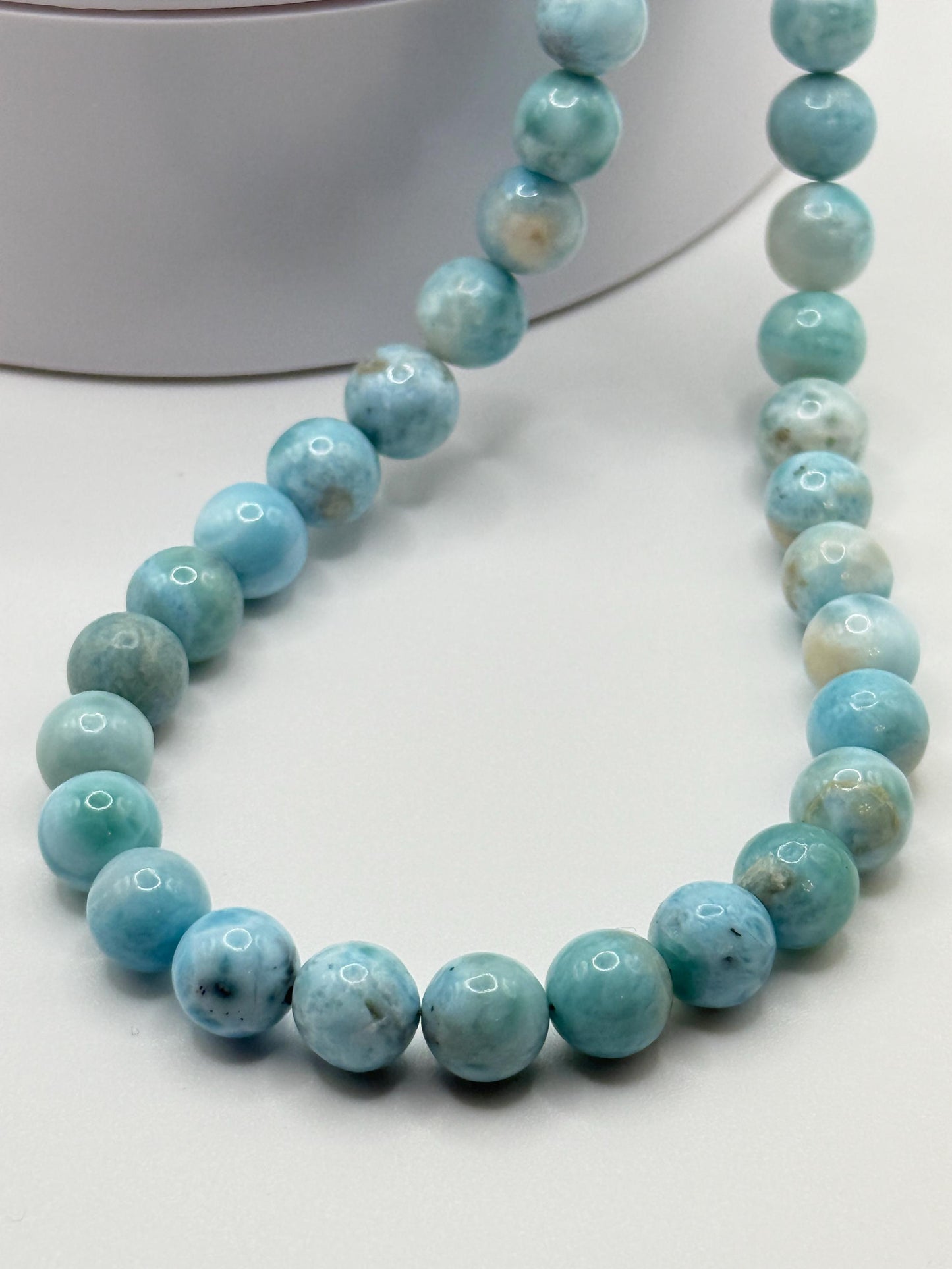 Natural Larimar Necklace Blue Gemstone Beaded Jewelry Caribbean Stone Necklace Gift