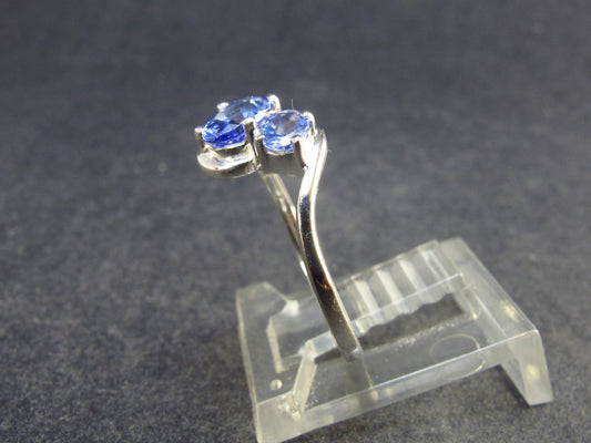 Natural Blue Tanzanite (Zoisite) Crystal Sterling Silver Ring From Tanzania - 1.48 Grams- Size 6.25