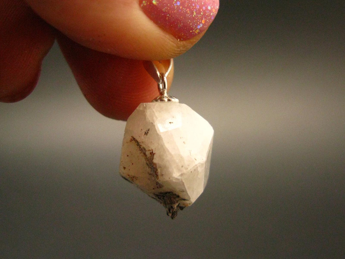 Large Perfect Analcime Silver Pendant from Canada - 0.8" - 2.92 Grams