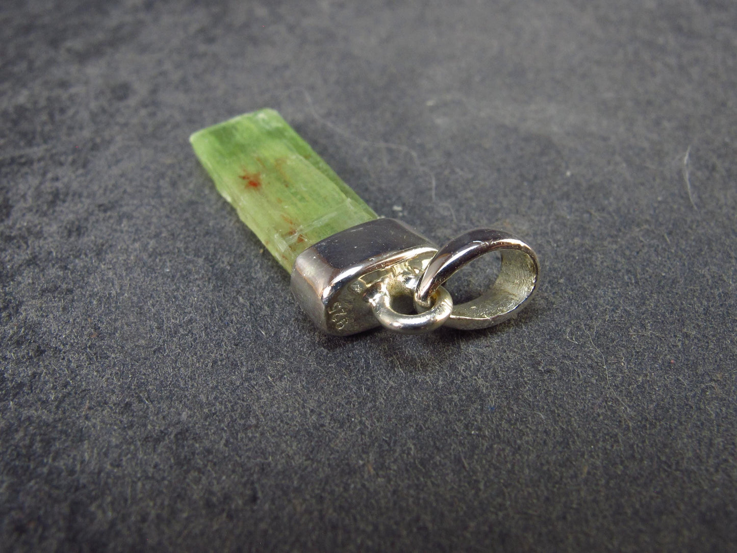Green Kyanite Silver Pendant from Brazil - 1.2" - 2.07 Grams